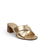 Women Gold Leather Wedges #2698