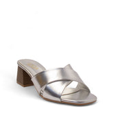 Women Silver Leather Wedges #2699