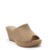Women Beige LINEN Wedges #2706
