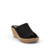 Women Black LINEN Wedges #2712