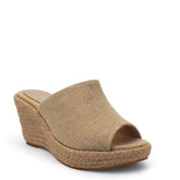 Women Beige LINEN Wedges #2713