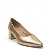 Women Gold Leather Shoes #2718