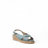 Women Light Blue Leather Sandal #2728