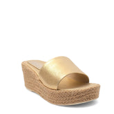Women Gold Leather Wedges #2749