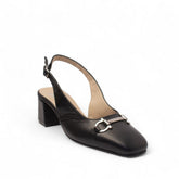 Women Black Leather Wedges #2752