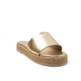 Women Gold Leather Slipper #2774