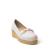 Women white Leather Wedges #2914