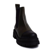 Spanish Women Kaki Leather Half Boot #0292