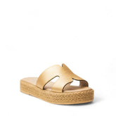 Women Gold Leather Slipper #2941