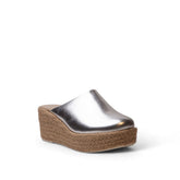 Women Silver Leather Wedges #2966