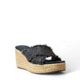 Women Blue Cloth Wedges #2971