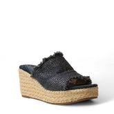 Women Blue Cloth Wedges #2978