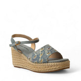 Women Light Blue Cloth Wedges #2996