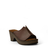 Women Brown Leather Wedges #3026