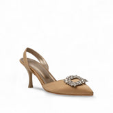 Women Gold Satin Soiree Sandals #3057