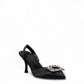 Women Black Satin Soiree Sandals #3059