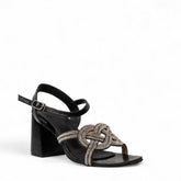 Women Black Leather Sandal #3066