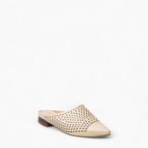 Women Beige Leather Mules #3086