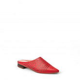 Women Red Leather Mules #3087