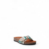 Women Silver Leather Slipper #3104