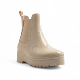 Europeon Union Women Off White Vernis Leather Half Boot #3160