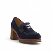 Europeon Union Women DarkBlue Leather X Chamois Shoes #3165