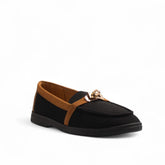 Europeon Union Women Black Leather X Chamois Shoes #3167