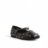 Europeon Union Women Black Leather Ballerina #3169