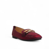Europeon Union Women Maroon Glitter Shoes #3172
