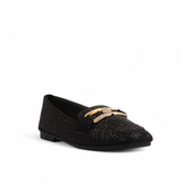 Europeon Union Women Black Glitter Shoes #3173