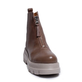 Spanish Women Cafأ© Leather Half Boot #0317