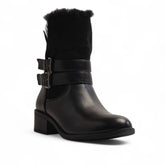 Europeon Union Women Black Leather Half Boot #3185