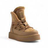 Europeon Union Women Beige Leather X Chamois Half Boot #3206