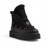 Europeon Union Women Black Leather X Chamois Half Boot #3207