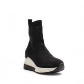 Europeon Union Women Black Glitter Half Boot #3299