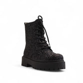 Europeon Union Women Black Glitter Half Boot #3302