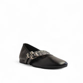 Europeon Union Women Black Leather Ballerina #3321