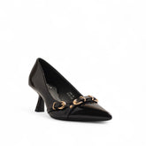 Europeon Union Women Black Vernis Leather Heels #3331