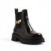 Europeon Union Women Black Vernis Leather Half Boot #3334