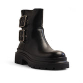 Europeon Union Women Black Leather Half Boot #3340