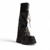 Europeon Union Women Black Leather Boot #3378