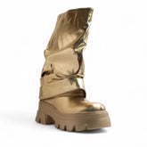 Europeon Union Women Gold Leather Half Boot #3434