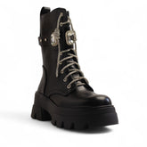 Europeon Union Women Black Leather Half Boot #3436