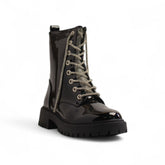 Europeon Union Women Black Vernis Leather Half Boot #3437