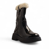 Europeon Union Women Black Vernis Leather Half Boot #3449