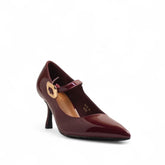 Europeon Union Women Maroon Vernis Leather Heels #3455