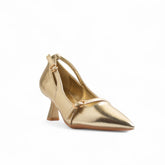 Europeon Union Women Gold Leather Heels #3457
