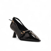 Europeon Union Women Black Vernis Leather Heels #3458