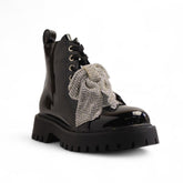 Europeon Union Women Black Vernis Leather Half Boot #3476