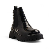 Europeon Union Women Black Vernis Leather Half Boot #3485